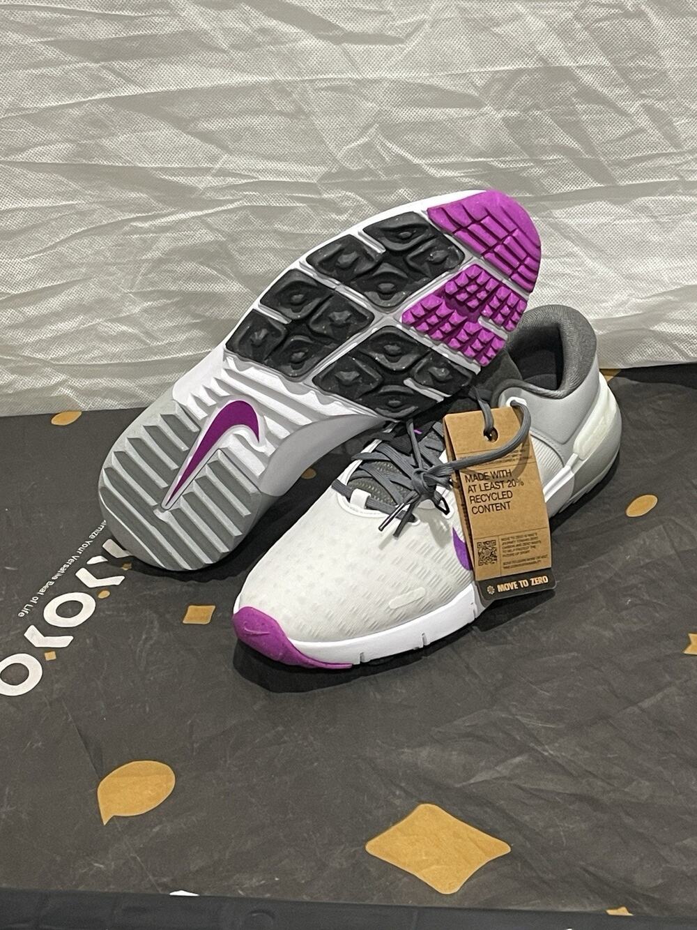 New Men’s 10.5 Nike Free Golf Next Nature ‘Iron Grey Vivid Purple’ FN0332-104